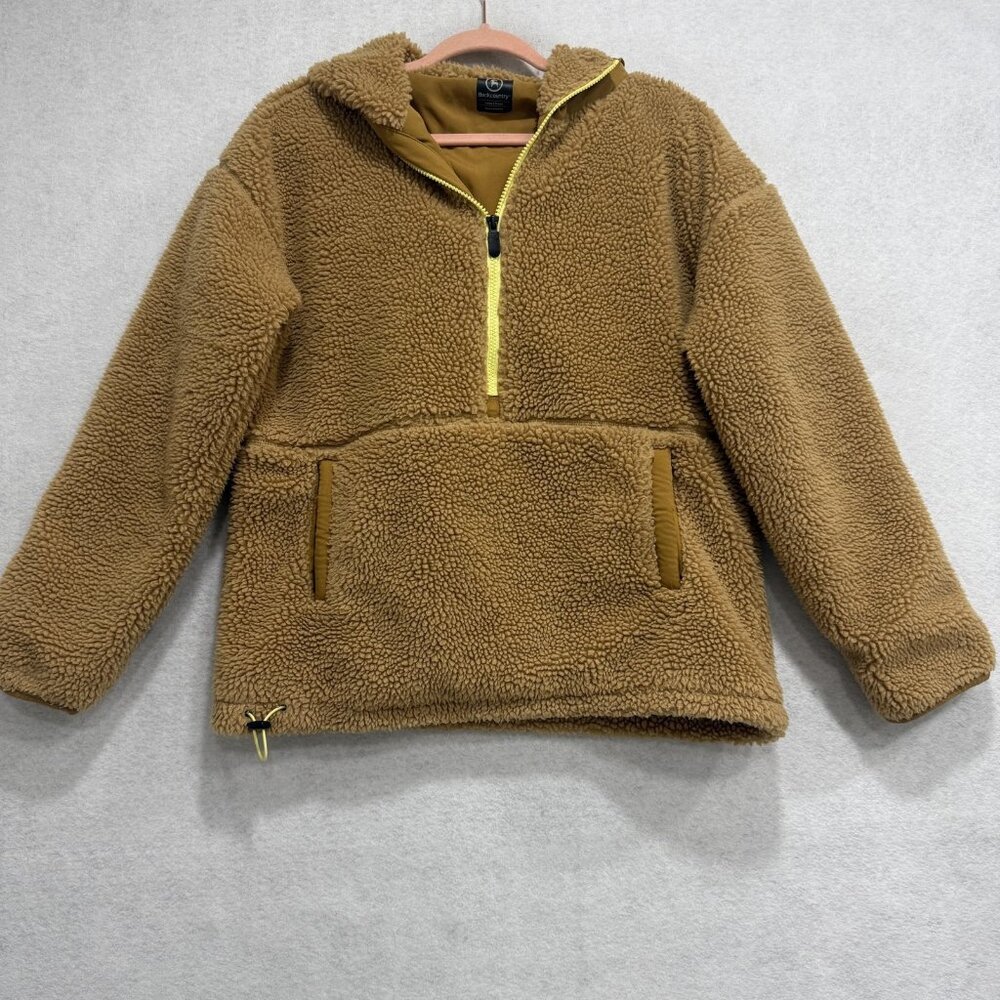 Backcountry Jacket Womens Large Brown Sherpa Fleece Pullover 1/2 Zip Hooded